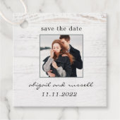 Rustikale Chic Wedding rettet die Date-Gefallen-Ta Geschenkanhänger (Vorderseite)