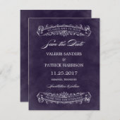 Rustikale Chic Wedding Save the Date - Lila (Vorne/Hinten)