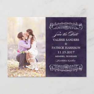 Rustikale Chic Wedding Save the Date - Lila Ankündigungspostkarte