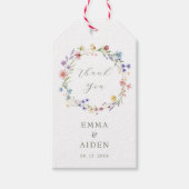 Rustikale Chic Wildblume Wreath Garden Wedding Geschenkanhänger (Vorderseite)