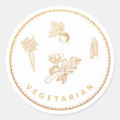 Rustikale Chic Wildblumen Vegetarische Küche Runder Aufkleber (Vorderseite)