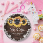 Rustikale Chic Wood Lace Sonnenblume Hochzeit Pappteller (Party)