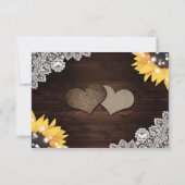 Rustikale Chic Wood Lace Sonnenblume Hochzeit RSVP Karte (Rückseite)