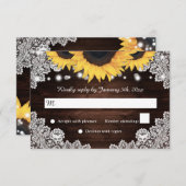 Rustikale Chic Wood Lace Sonnenblume Hochzeit RSVP Karte (Vorne/Hinten)