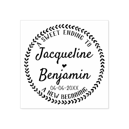 Rustikale Chic Wreath Sweet Ending Wedding Gummistempel (Prägung)