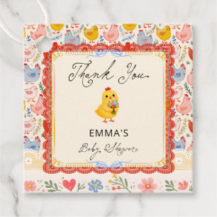 Rustikale Chicken Baby Shower Dankeschön Geschenkanhänger