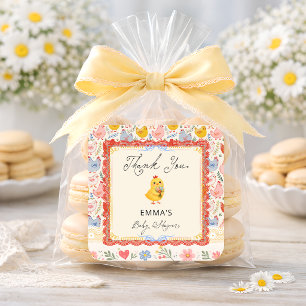 Rustikale Chicken Baby Shower Dankeschön Quadratischer Aufkleber