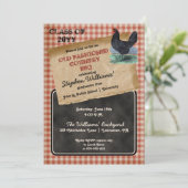 Rustikale Chicken Cookout GRILLEN Graduation Party Einladung (Stehend Vorderseite)