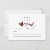 Rustikale Chicken Wedding RSVP Card Karte (Vorderseite)