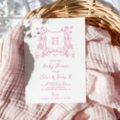 Rustikale Chinoiserie Bow Floral Wappen Babydusche Einladung