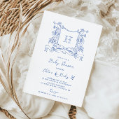 Rustikale Chinoiserie Bow Floral Wappen Babydusche Einladung