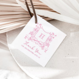 Rustikale Chinoiserie Bow Floral Wappen Babydusche Geschenkanhänger