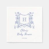 Rustikale Chinoiserie Bow Floral Wappen Babydusche Serviette (Vorderseite)