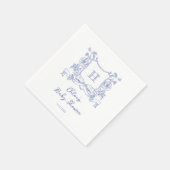 Rustikale Chinoiserie Bow Floral Wappen Babydusche Serviette (Ecke)