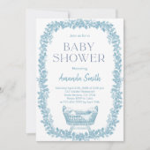 Rustikale Chinoiserie Toile de Jouy Babydusche Einladung (Vorderseite)