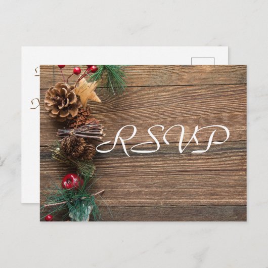 Rustikale Chrismas UAWG Einladungspostkarte (Vorne/Hinten)