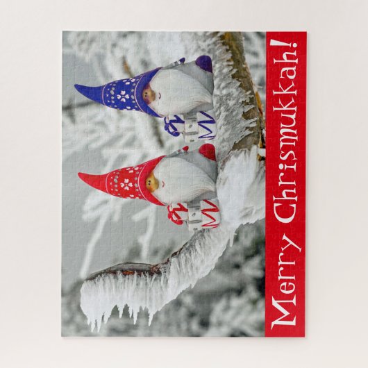 Rustikale Chrismukkah Geschenke von Blau und Roten Puzzle (Vertikal)