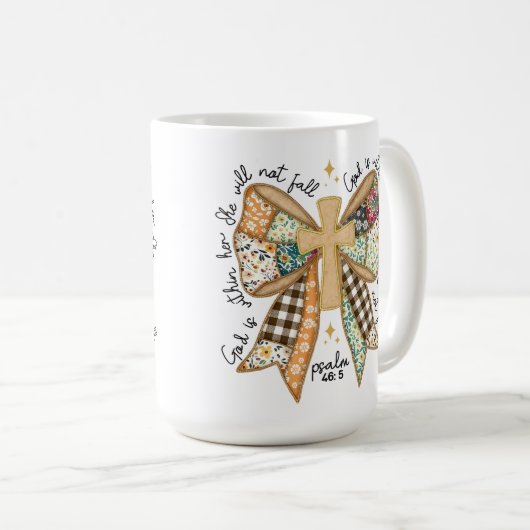 Rustikale Christliche Coquette Bow Gott ist in ihr Kaffeetasse (VorderseiteRechts)