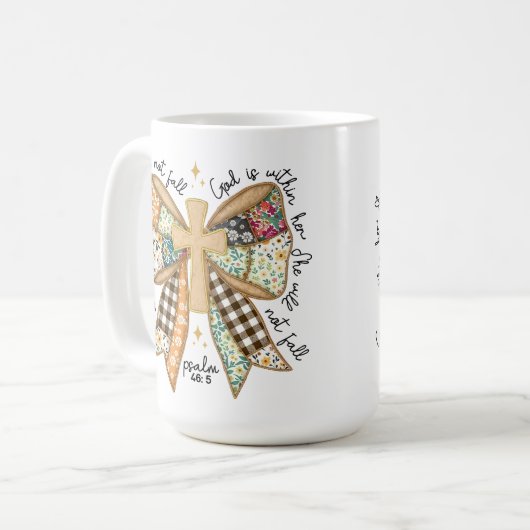 Rustikale Christliche Coquette Bow Gott ist in ihr Kaffeetasse (Vorderseite Links)