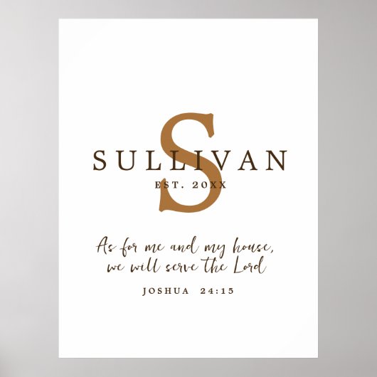 Rustikale Christliche Skripterkennung Monogramm Fa Poster (Vorne)