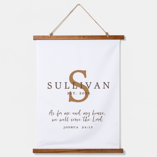 Rustikale Christliche Skripterkennung Monogramm Fa Wandteppich Mit Holzrahmen (Vorderseite)