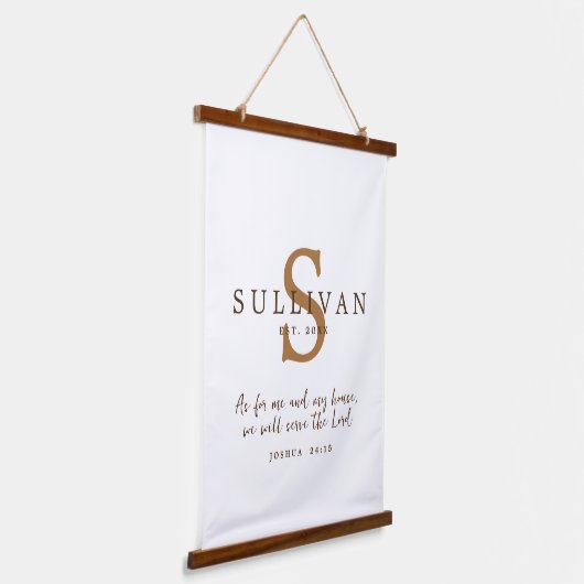 Rustikale Christliche Skripterkennung Monogramm Fa Wandteppich Mit Holzrahmen (Gewinkelt)