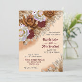 Rustikale Cinnamon Rose Wildblume Soft Peach Hochz Einladung (Stehend Vorderseite)