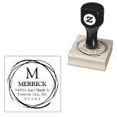 Rustikale Circle Monogram Rücksendeadresse Gummi B Gummistempel (Stempel)