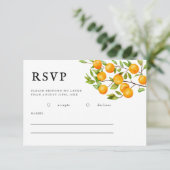Rustikale Citrus Orange Summer Wedding RSVP Card Karte (Stehend Vorderseite)
