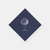 Rustikale Clamshell Blue Beach Wedding Serviette (Ecke)