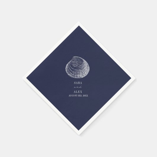 Rustikale Clamshell Blue Beach Wedding Serviette (Ecke)