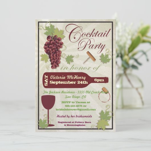 Rustikale Cocktail-Party Einladungen (Stehend Vorderseite)