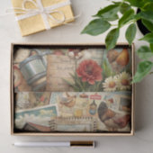Rustikale Collage-Scheune und Land-Ephemera-Handwe Seidenpapier (Geschenk)