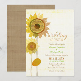 Rustikale Collage Sonnenblumen Hochzeit Einladung