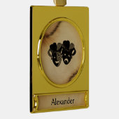 Rustikale Comedy und Tragedy Theater Designname Banner-Ornament Gold (Rechts)