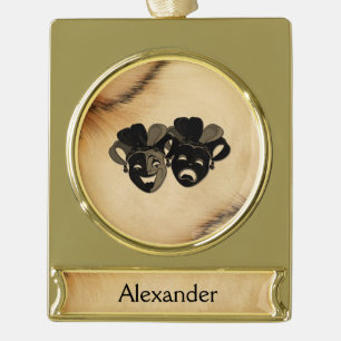 Rustikale Comedy und Tragedy Theater Designname Banner-Ornament Gold