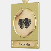 Rustikale Comedy und Tragedy Theater Designname Banner-Ornament Gold (Links)