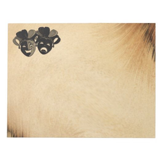 Rustikale Comedy und Tragedy Theaterdesign Notizblock (Vorderseite)