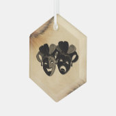 Rustikale Comedy und Tragedy Theaterdesign Ornament Aus Glas (Vorderseite Links)