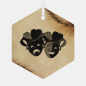 Rustikale Comedy und Tragedy Theaterdesign Ornament Aus Glas (Rückseite)