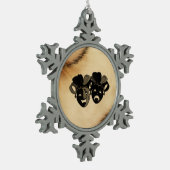 Rustikale Comedy und Tragedy Theaterdesign Schneeflocken Zinn-Ornament (Links)
