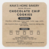 Rustikale Cookies Hütte Bakery Packaging Quadratischer Aufkleber (Vorderseite)