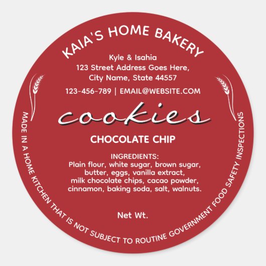 Rustikale Cookies Hütte Bakery Packaging Runder Aufkleber (Vorderseite)