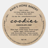 Rustikale Cookies Hütte Bakery Packaging Runder Aufkleber (Vorderseite)