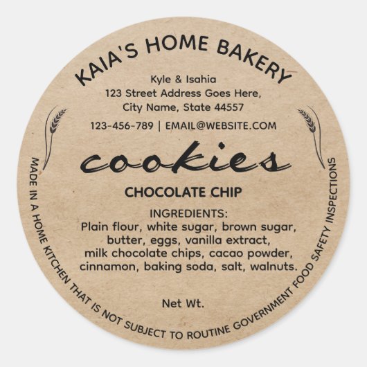 Rustikale Cookies Hütte Bakery Packaging Runder Aufkleber (Vorderseite)