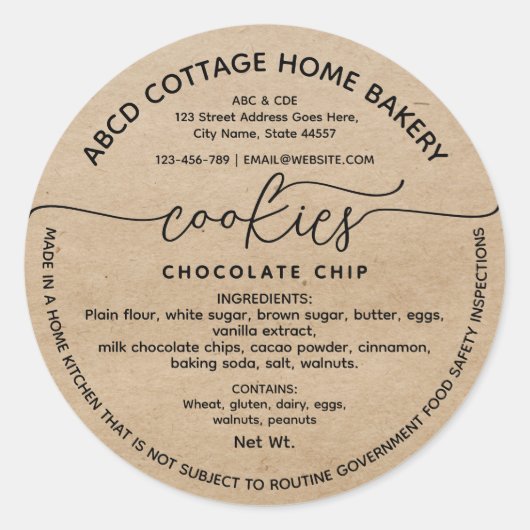 Rustikale Cookies Label-Hütte Runder Aufkleber (Vorderseite)