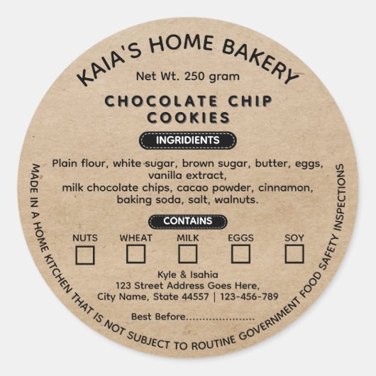 Rustikale Cookies Label-Hütte Runder Aufkleber (Vorderseite)