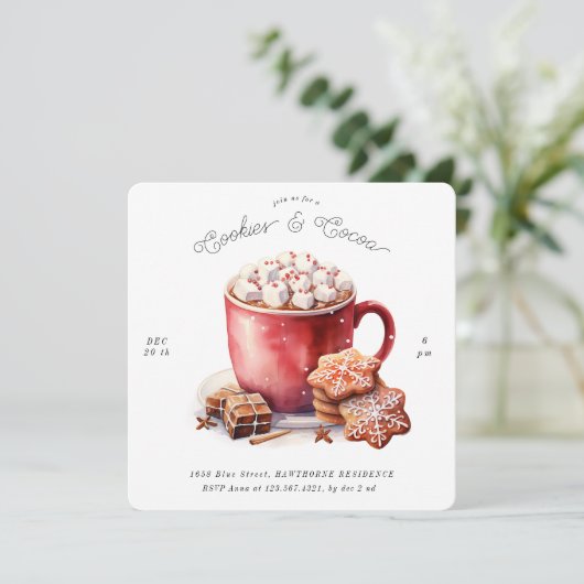 Rustikale Cookies und Kakao-Feier einladen Einladung (Stehend Vorderseite)