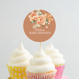 Rustikale Cornflakes Blume Cupcake Topper Runder Aufkleber