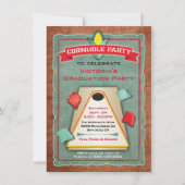 Rustikale Cornhole Bean Bag Toss Party Einladung (Vorderseite)